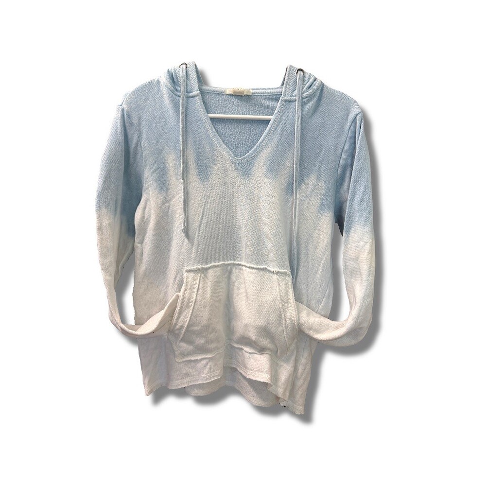 Forever 21 Hoodie Womens S Blue & White Ombre Pullover Kangaroo Pocket